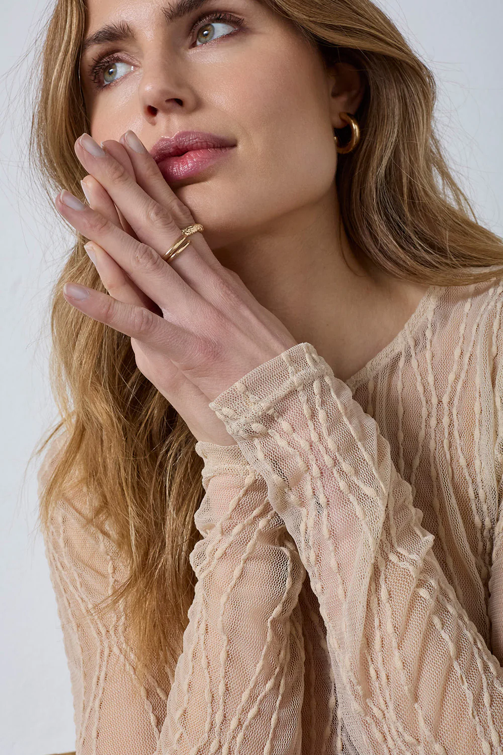 Marcy Mesh O-blouse 43043 | Bone | T-Shirt fra Co'couture - Image 3