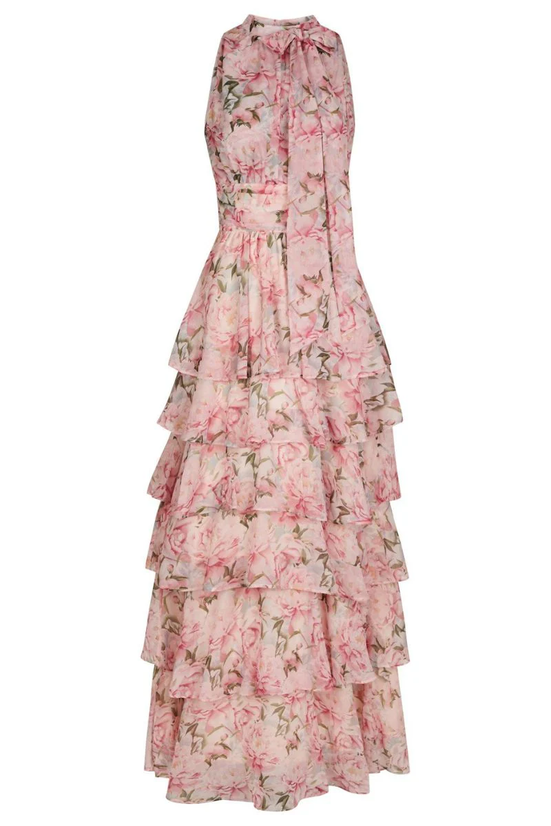 Marli Flower Chiffon Dress | Rose | Kjole fra Neo Noir - Image 2