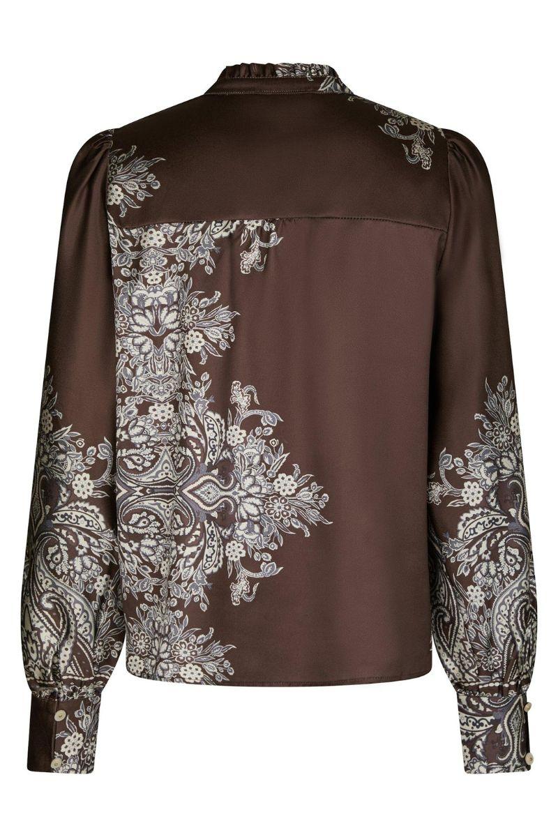 Massima Paisley Border Blouse | Dark Brown | Bluse fra Neo Noir - Image 4