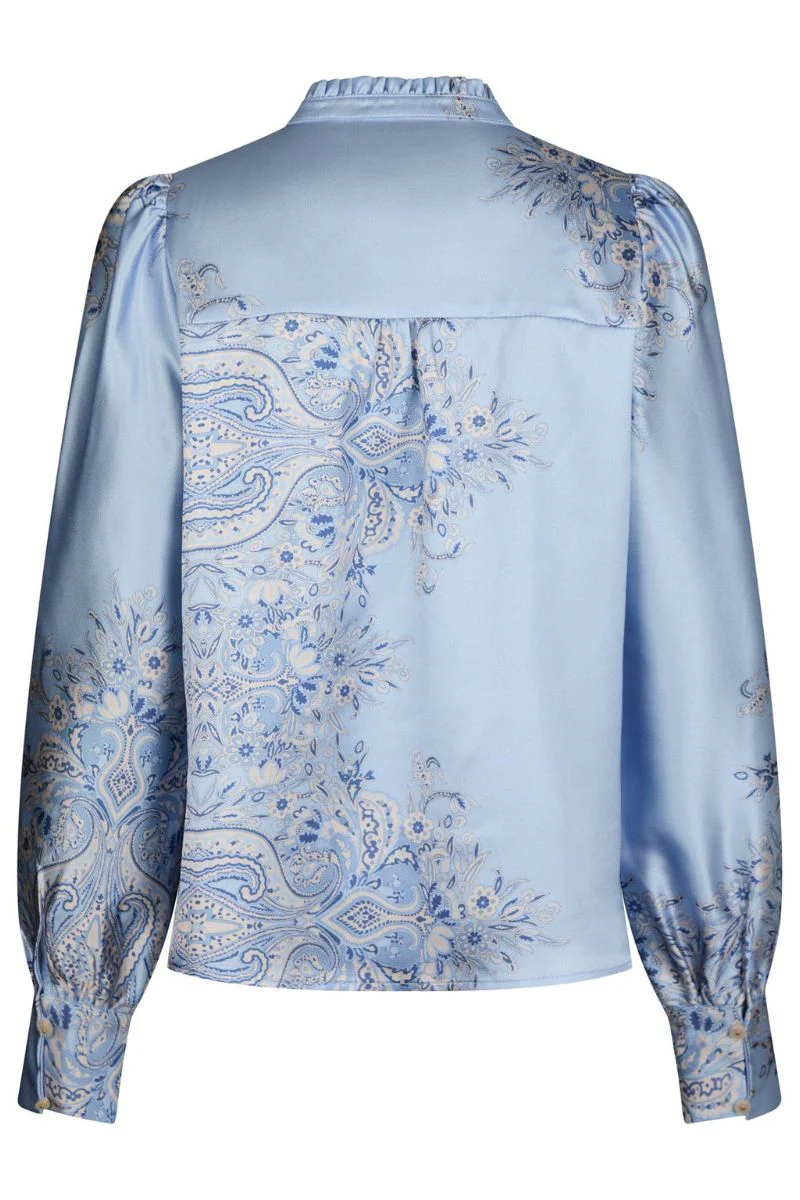 Massima Paisley Border Blouse | Light Blue | Bluse fra Neo Noir - Image 5