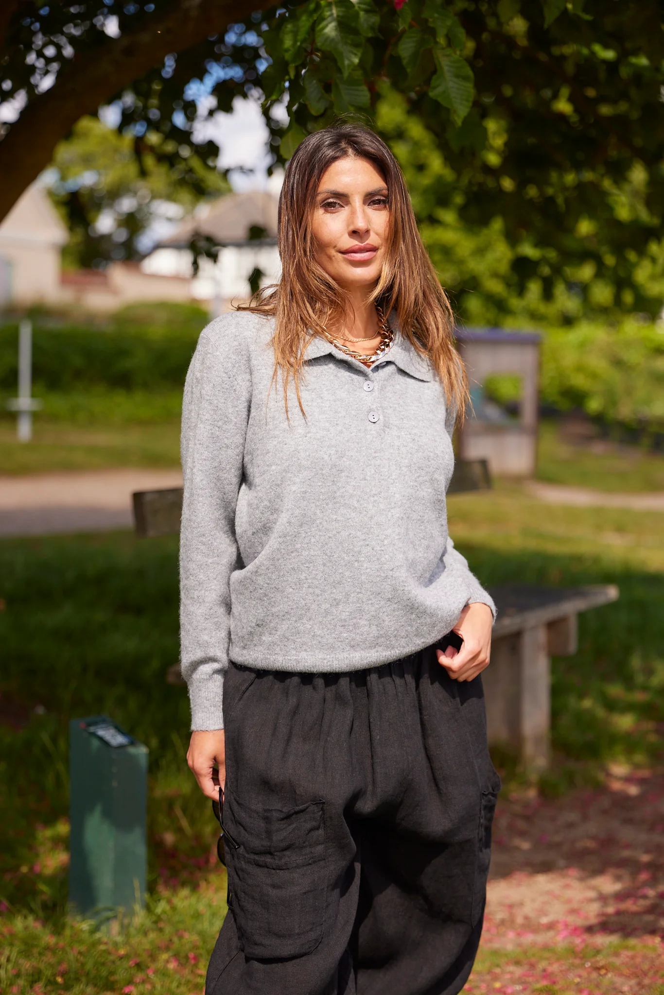 Mauda Polo Knit | Gray - Image 2