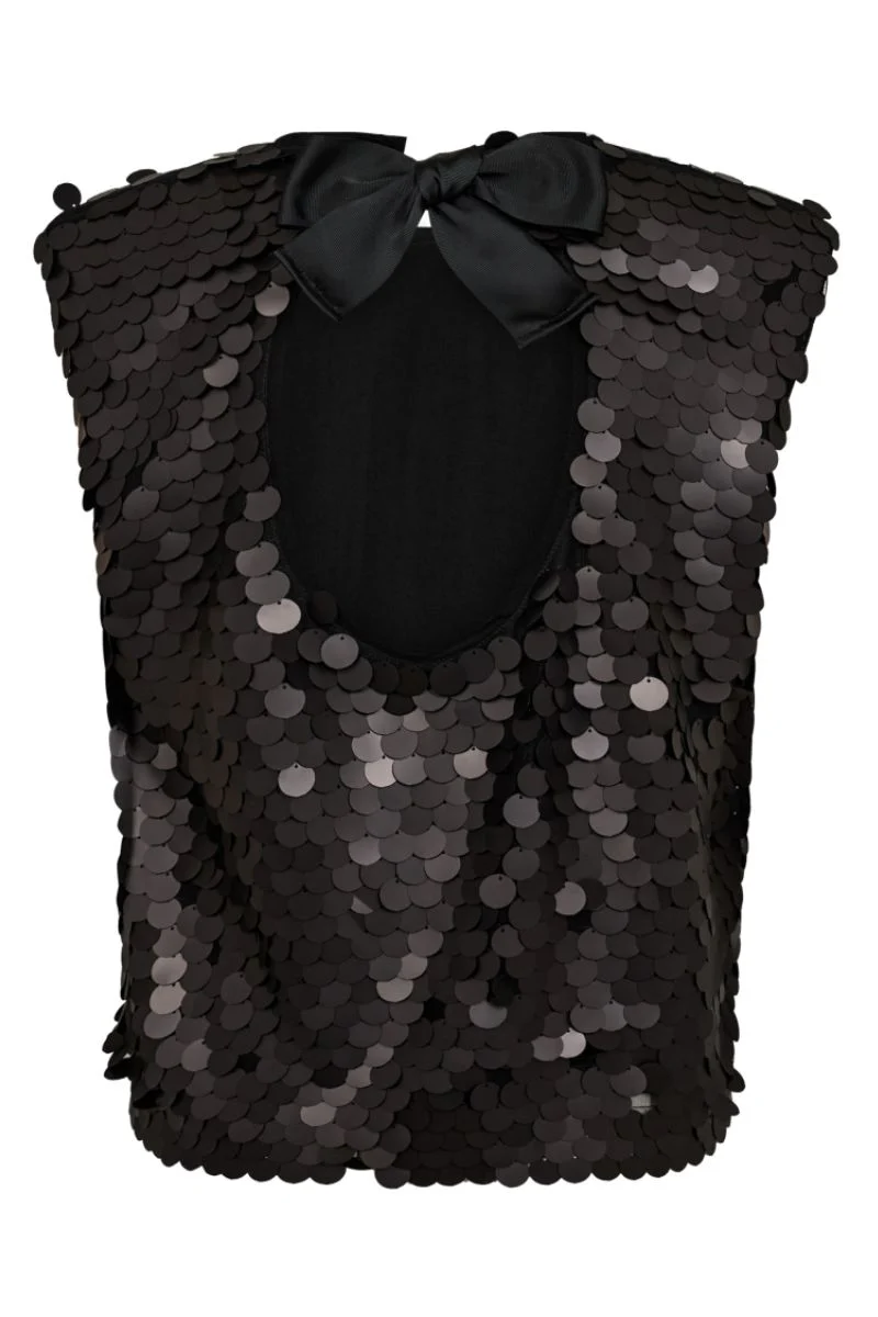 Maxi Sequin Bow Top 35677 | Black | Top fra Co'couture - Image 4