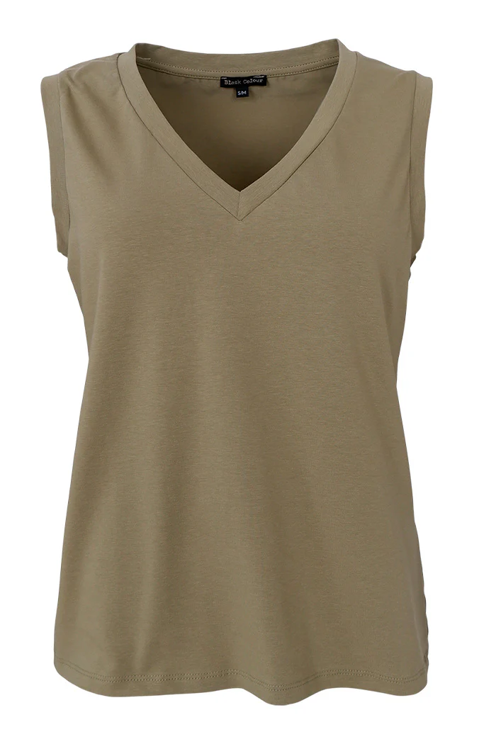 May V-Neck Top | Lt. Army | Top fra Black Colour - Image 2