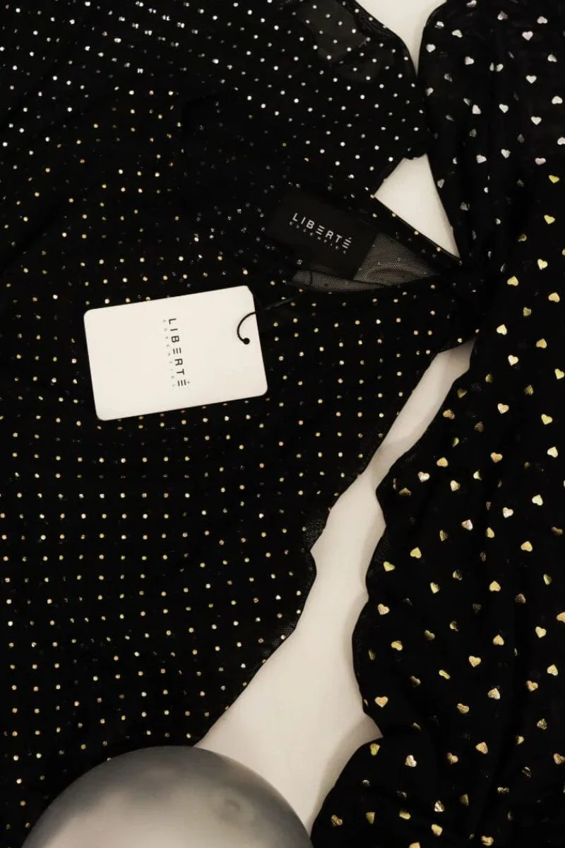 Mesh Ls Sparkle Tshirt | Black Gold Dot | Liberté - Image 3