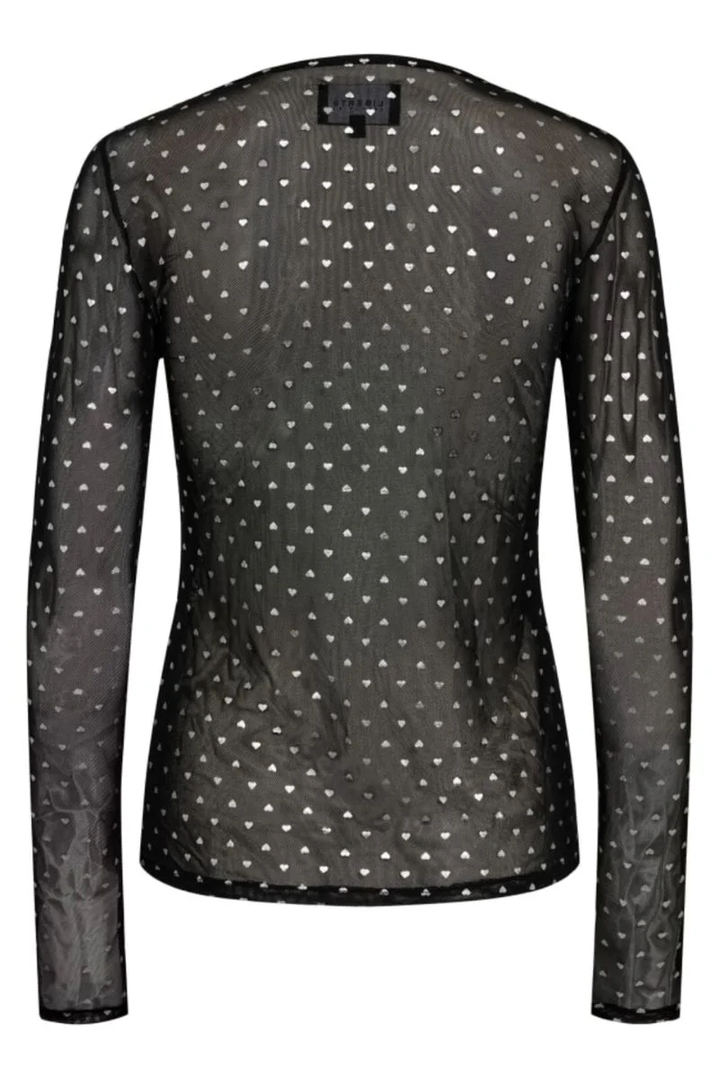 Mesh Ls Sparkle Tshirt | Black Silver Heart |  Liberté - Image 4
