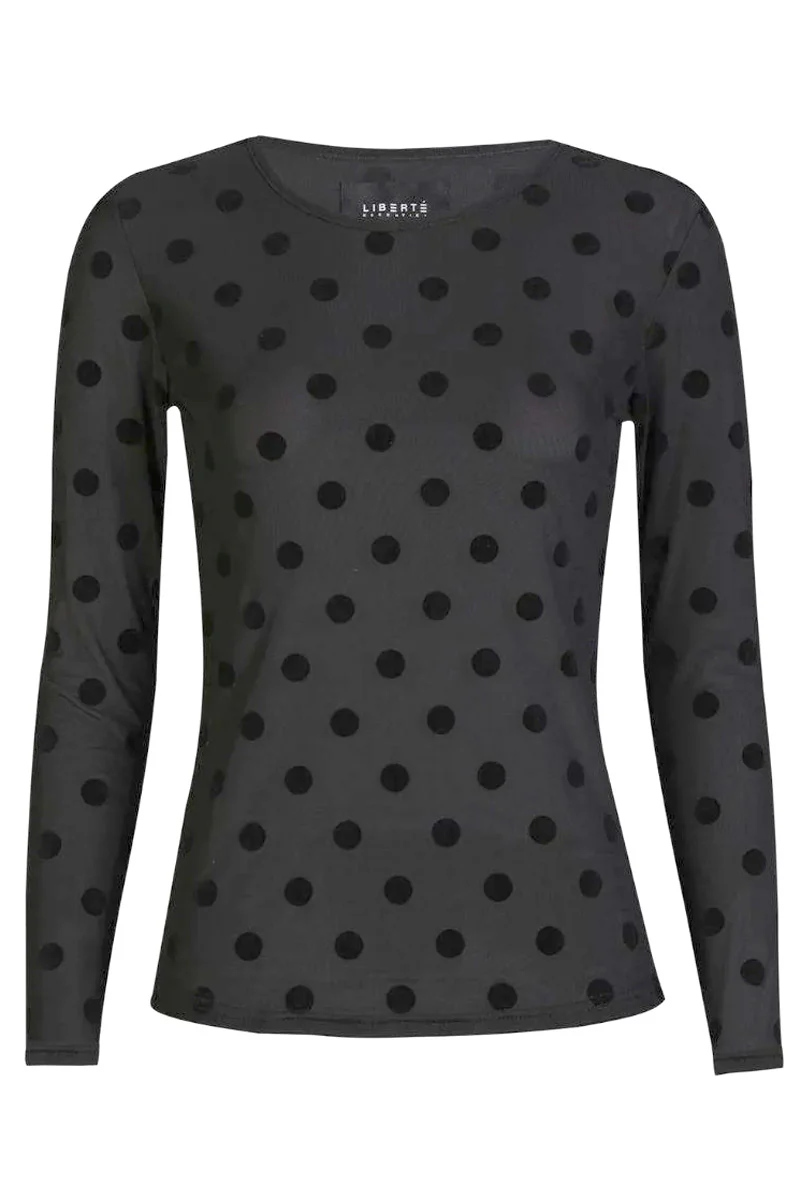 Mesh Ls Tshirt | Black Big Flock Dot | Bluse fra Liberté - Image 2