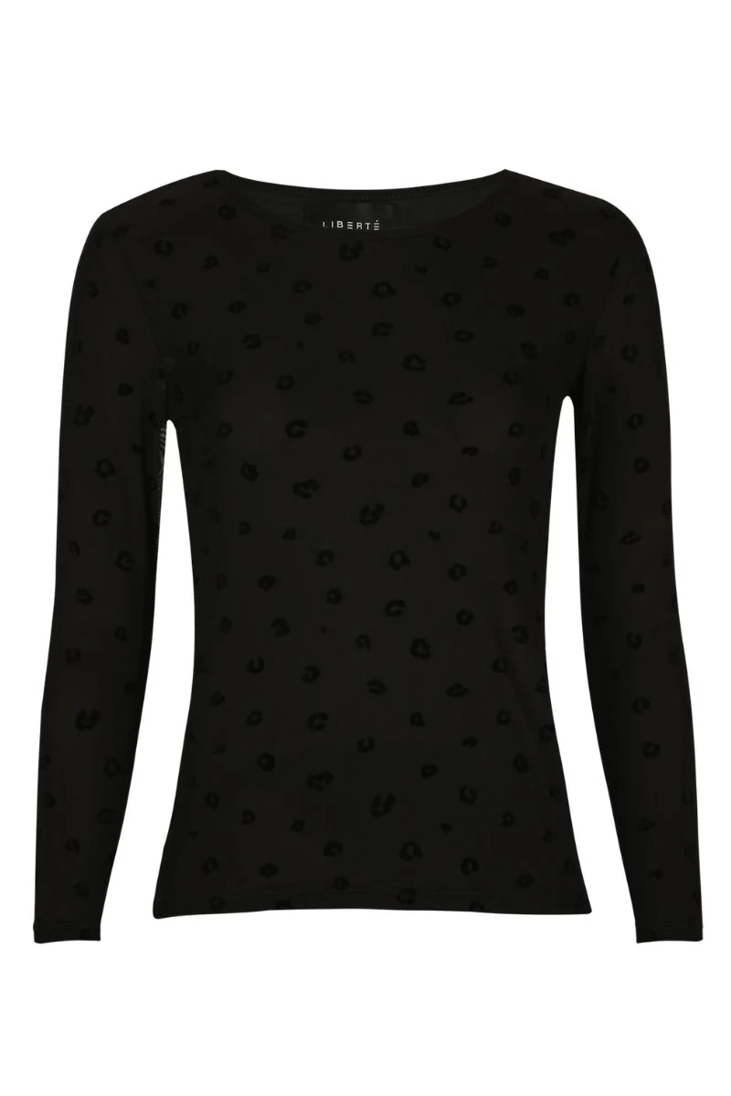 Mesh Ls Tshirt | Black Flock Leo | Bluse fra Liberté - Image 2