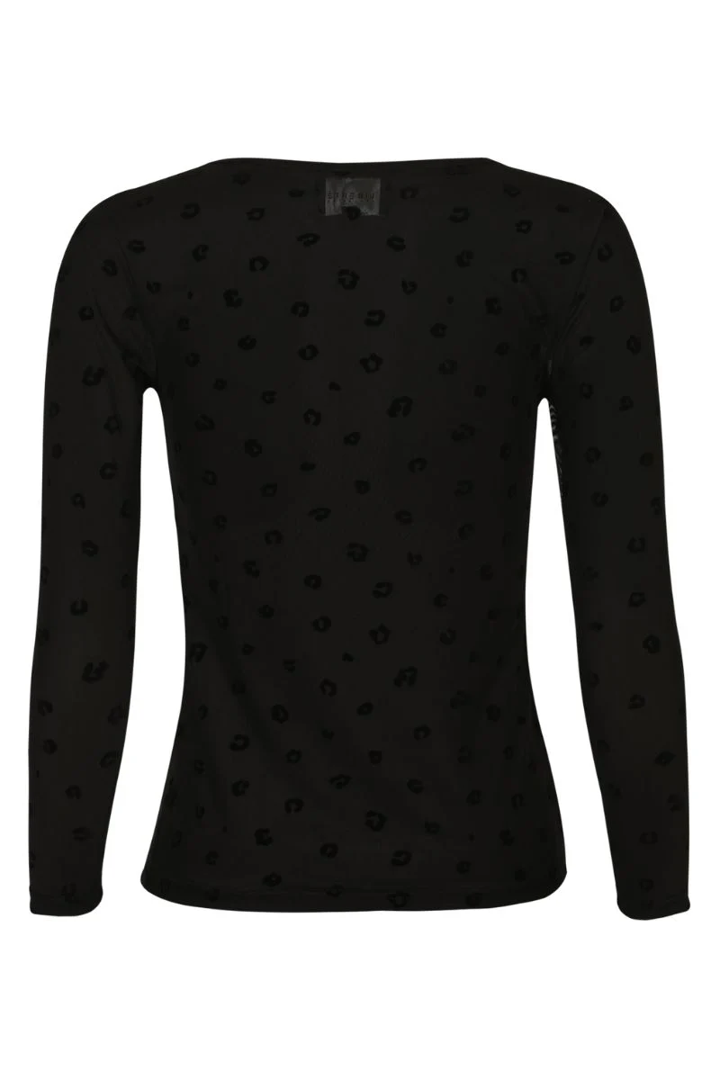 Mesh Ls Tshirt | Black Flock Leo | Bluse fra Liberté - Image 4
