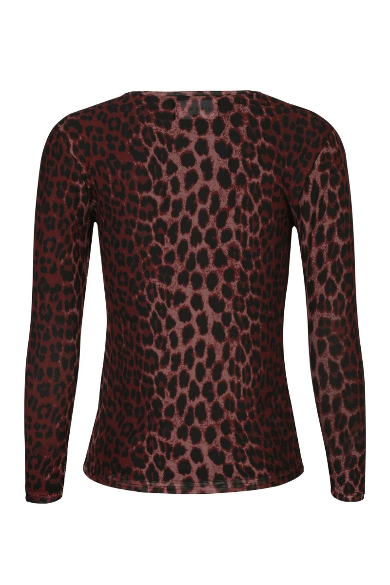 Mesh Ls Tshirt | Bordeaux Lux Leo | Bluse fra Liberté - Image 4