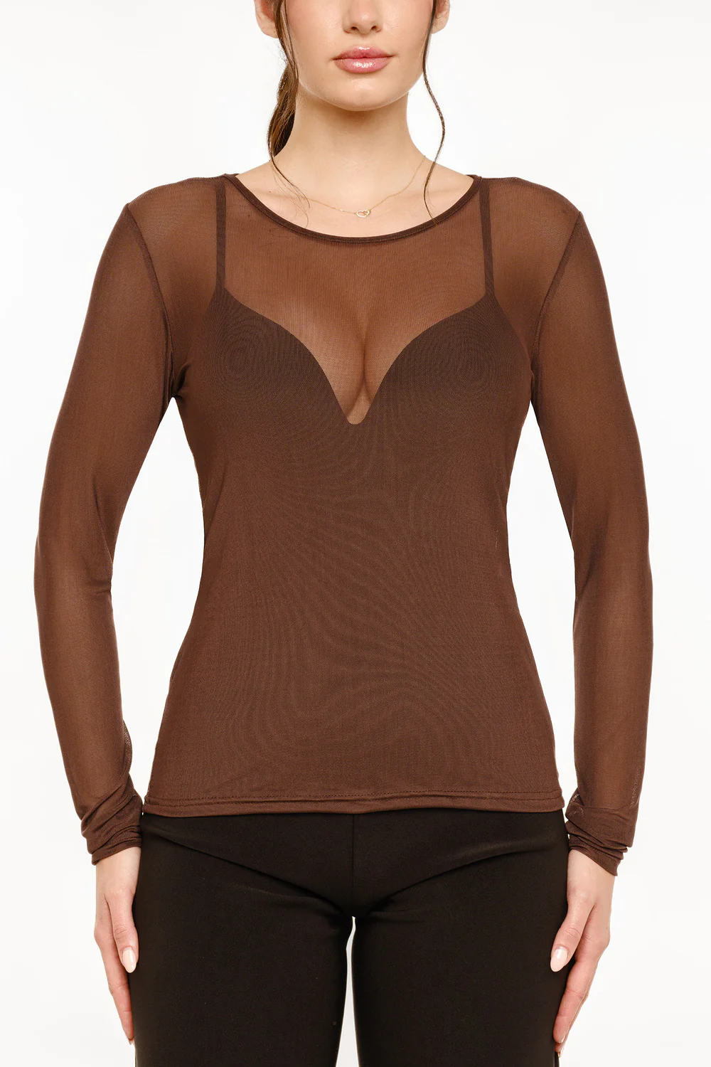 Mesh Ls Tshirt | Dark Brown - Image 3
