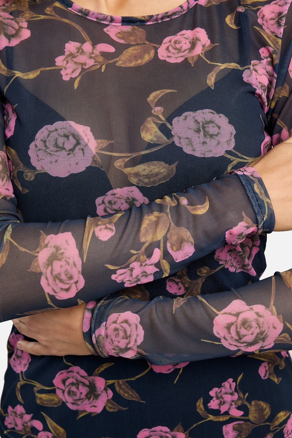 Mesh Ls Tshirt | Navy Pink Rose | Bluse fra Liberté - Image 10
