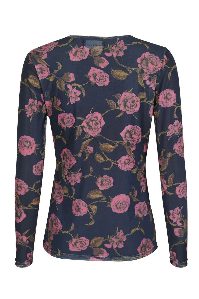 Mesh Ls Tshirt | Navy Pink Rose | Bluse fra Liberté - Image 6
