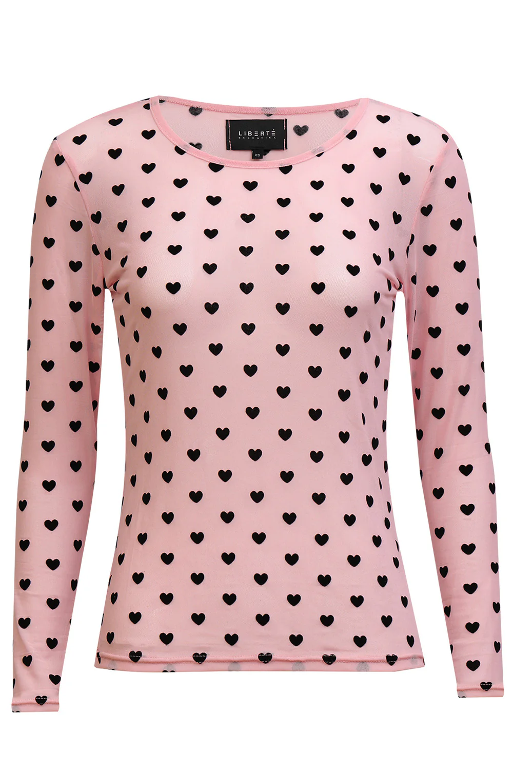 Mesh Ls Tshirt | Rose Black Flock Heart | Bluse fra Liberté - Image 2