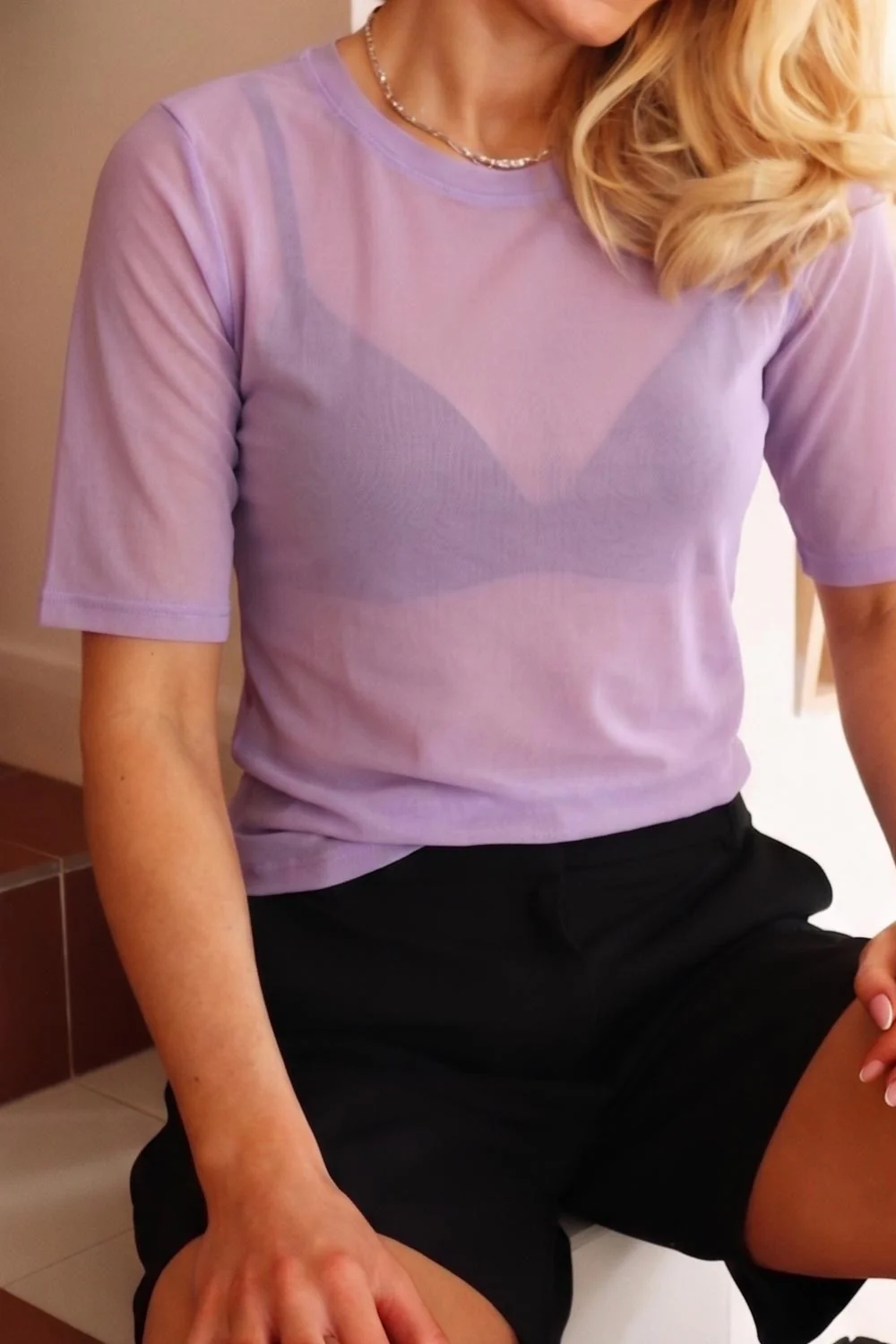 Mesh SS Tshirt | Lavender - Image 2