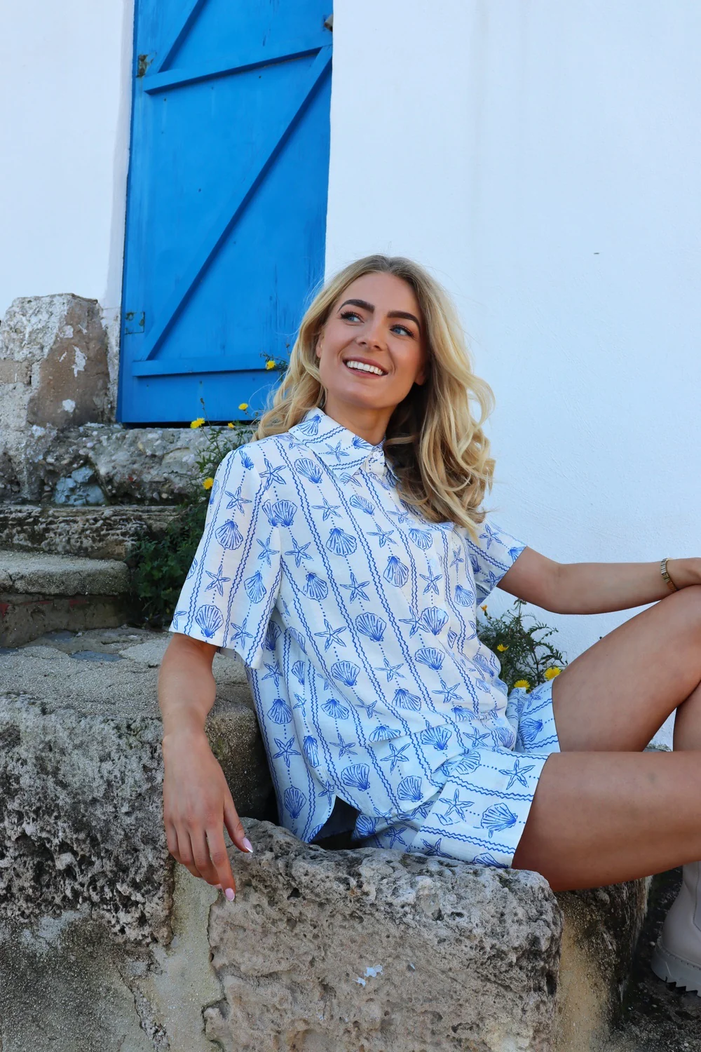 Mie Ss Shirt | Creme Blue Mussel | Skjorte fra Liberté - Image 3