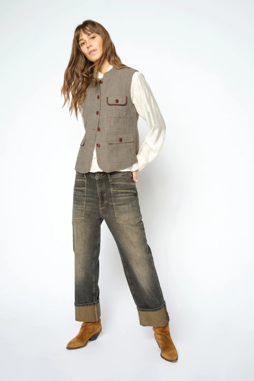 Abigail Utah Vest | Dark Camel | Vest fra Mos Mosh - Image 3