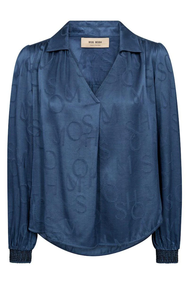 Aldo Monogram Blouse | Ensign Blue | Bluse fra Mos Mosh - Image 2