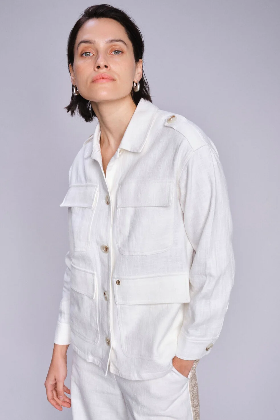 Alfea Ramie Jacket  | Ecru | Jakke fra Mos Mosh - Image 4