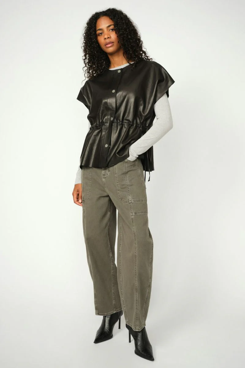 Aylin Leather Vest | Black | Vest fra Mos Mosh - Image 7