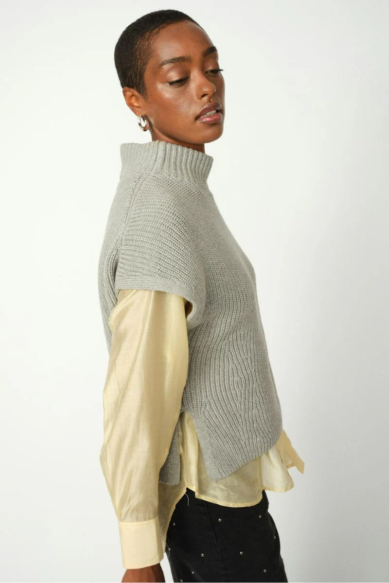 Biola Bine Knit Vest | Grey Melange | Strik fra Mos Mosh - Image 8