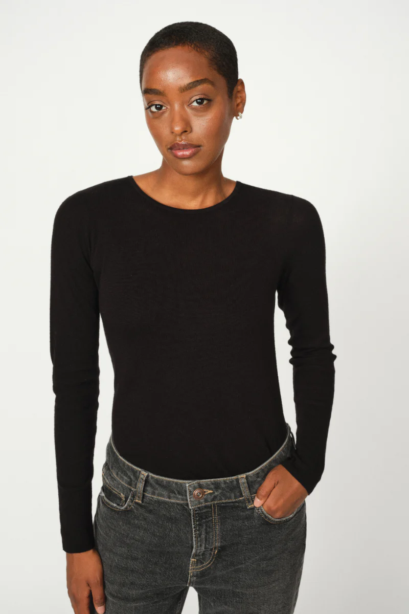 Bouch O-neck Knit | Black | Strik fra Mos Mosh - Image 2