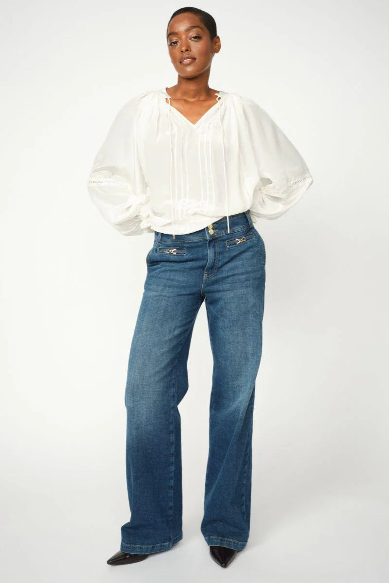 Candia Peach Jeans Long | Dark Blue | Jeans fra Mos Mosh - Image 3