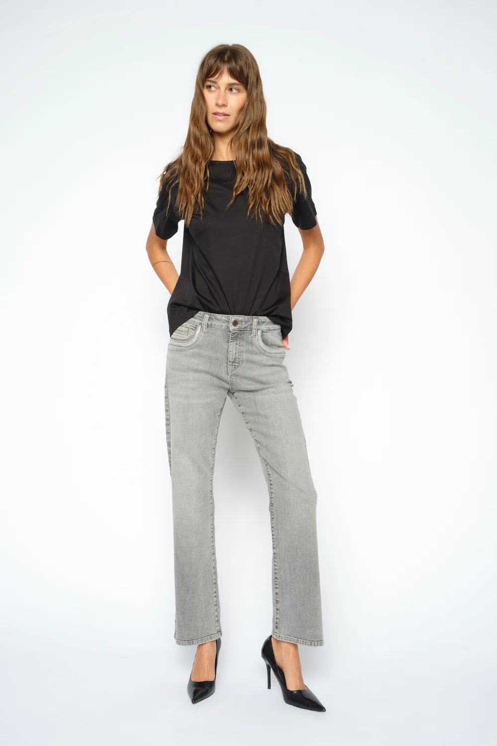 Cecilia Perla Jeans 30' | Grey | Jeans fra Mos Mosh - Image 3