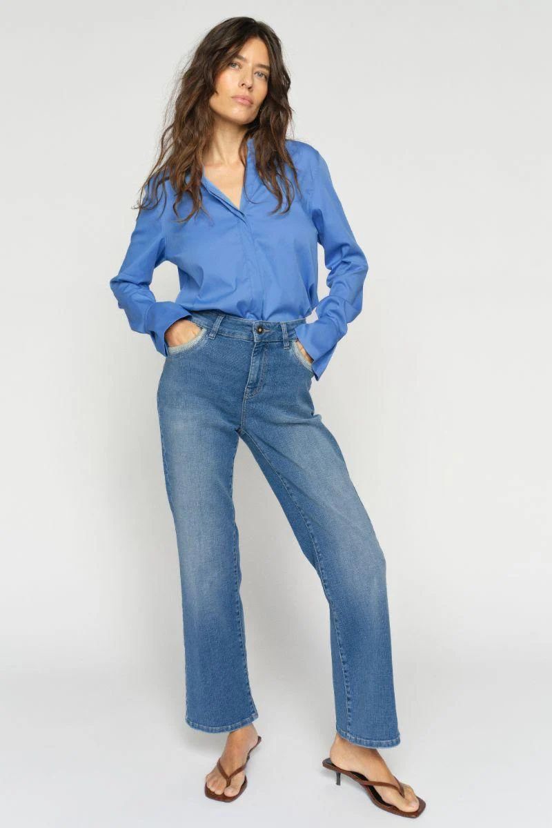 Cecilia Perla Jeans 30' | Mid Blue | Jeans fra Mos Mosh - Image 4