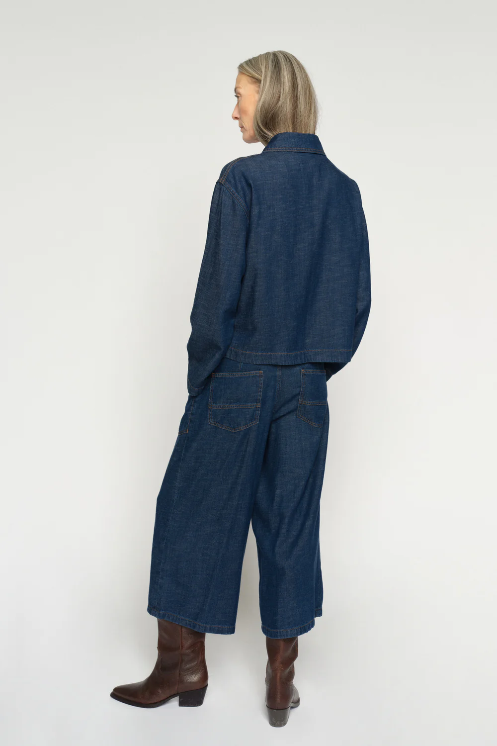 Culotte Arge Jeans Cropped | Dark Blue | Jeans fra Mos Mosh - Image 4