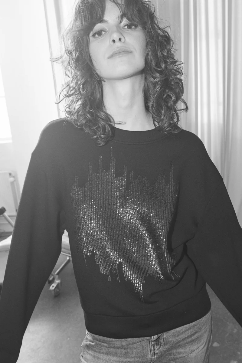Dakota O-LS Glam Sweatshirt | Black | Sweats fra Mos Mosh - Image 3