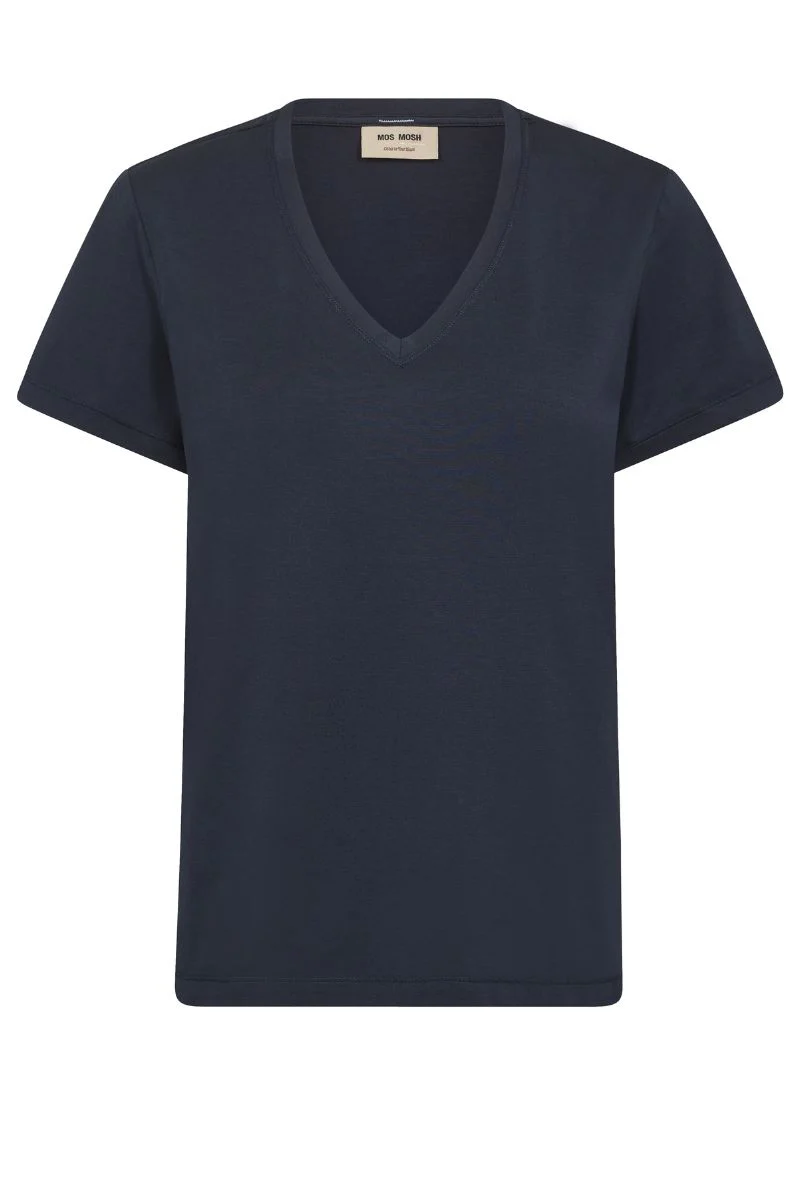Dala V-SS Basic Tee | Salute Navy | T-shirt fra Mos Mosh
