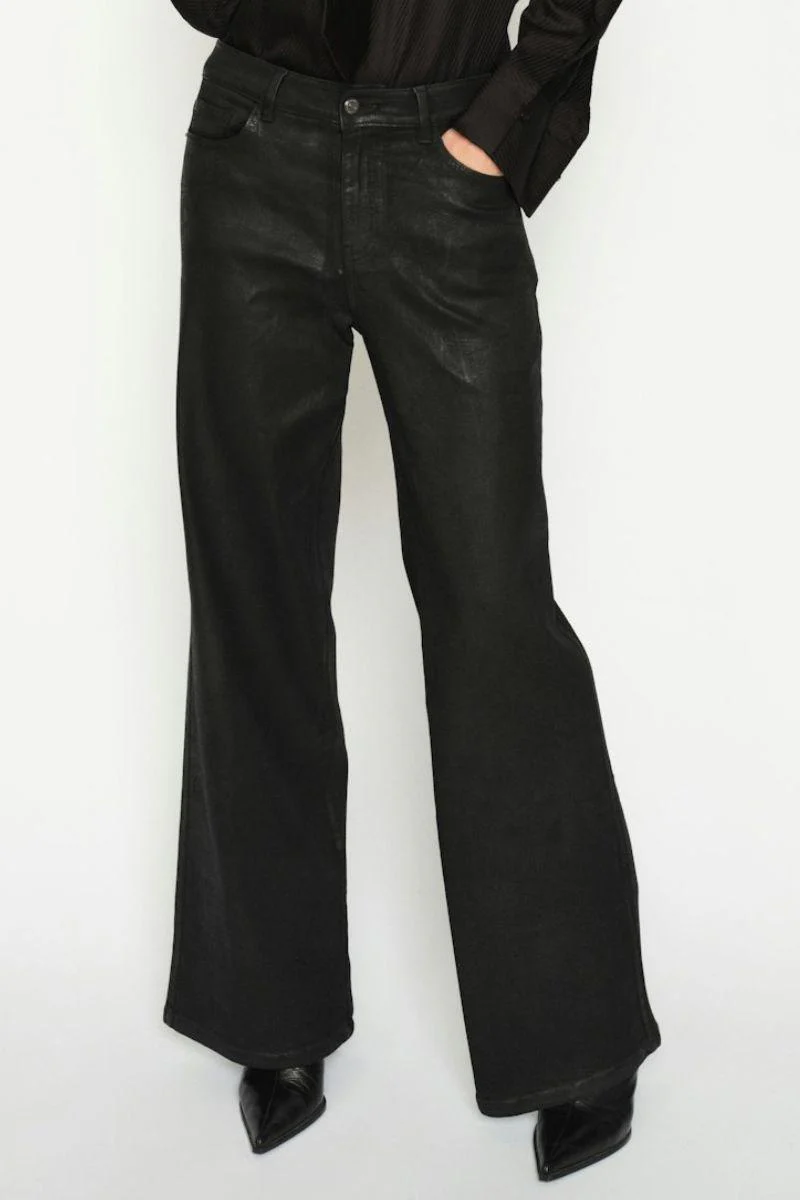 Dara Coated Pant Long | Black | Bukser fra Mos Mosh - Image 2
