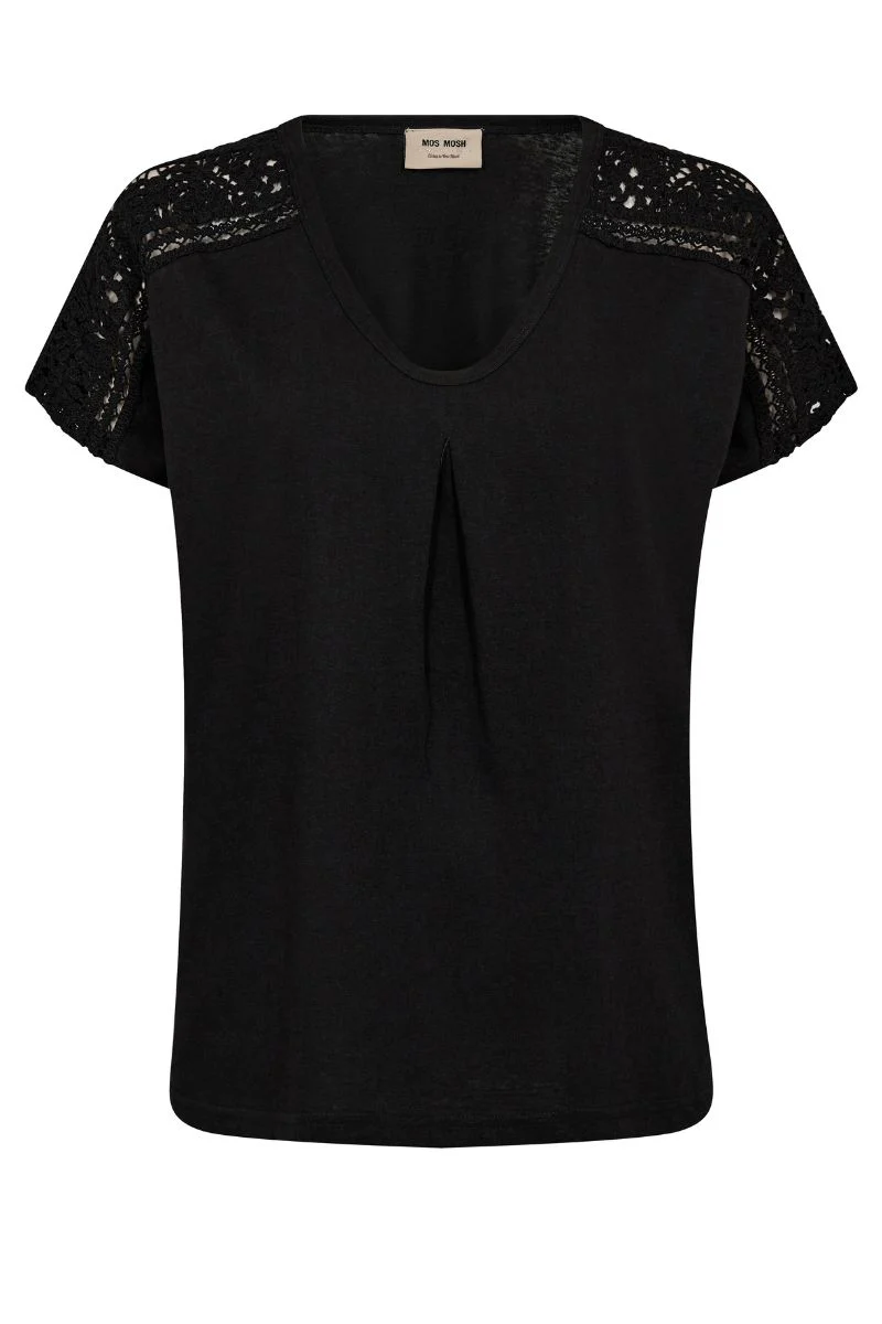 Dayo V-neck Tee | Black | T-shirt fra Mos Mosh