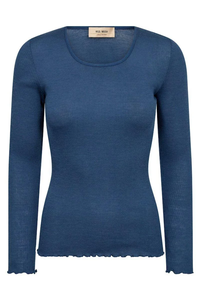 Elaine O-LS Seamless Tee | Ensign Blue | T-shirt fra Mos Mosh - Image 2