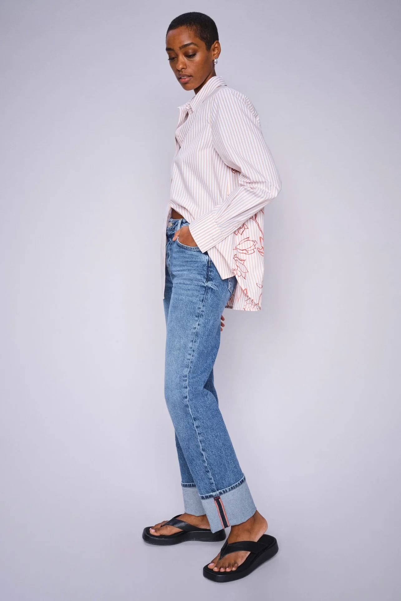 Elinda Leafy Stripe Shirt  | Sesame | Skjorte fra Mos Mosh - Image 11