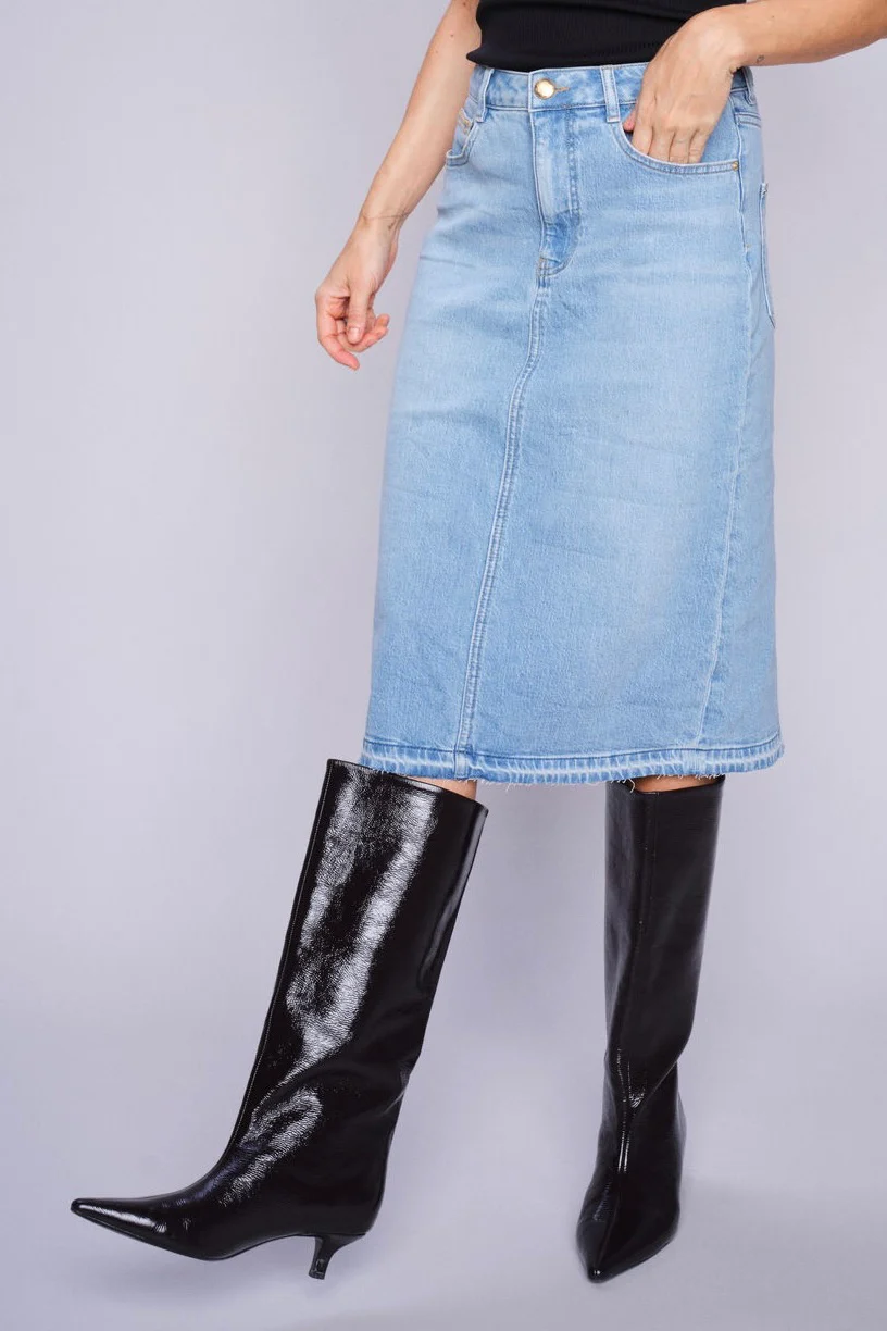 Ella Denim Skirt | Light Blue | Nederdel fra Mos Mosh