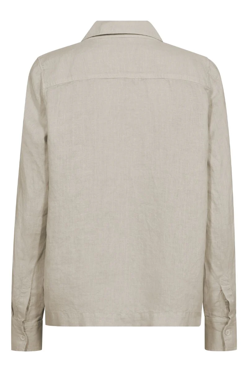Enna Linen Pocket Blouse | Cement | Bluse fra Mos Mosh - Image 2