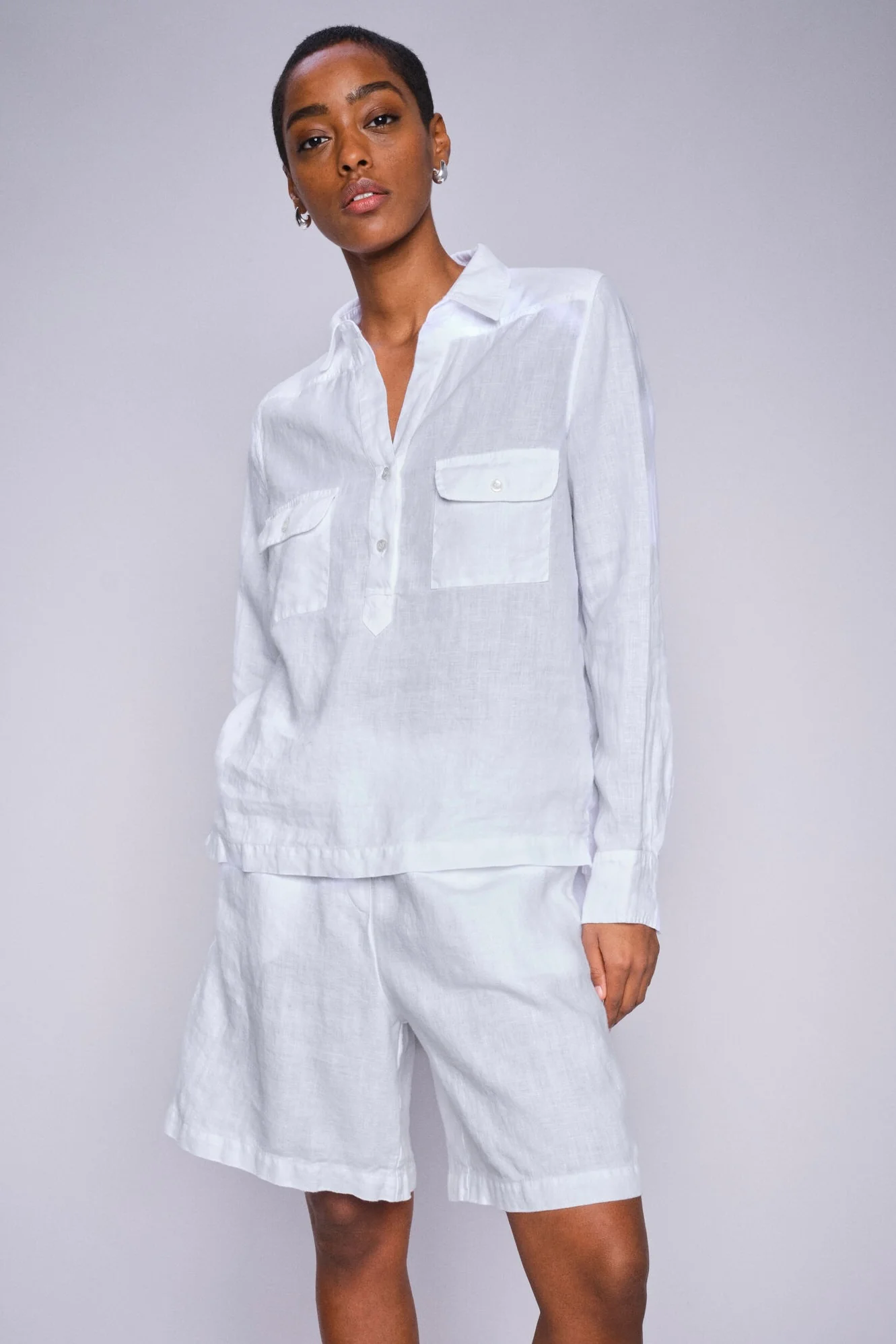 Enna Linen Pocket Blouse  | White | Bluse fra Mos Mosh - Image 7