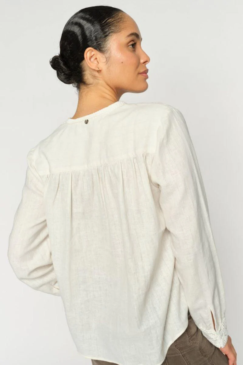 Evanda ls Blouse | Ecru | Bluse fra Mos Mosh - Image 4
