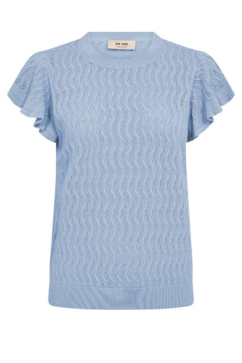 Ganna Pattern O-Neck Knit Top | Brunnera Blue | Strik fra Mos Mosh - Image 2