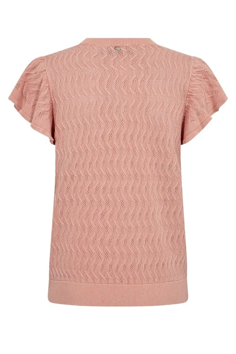 Ganna Pattern O-Neck Knit Top | Peachy | Strik fra Mos Mosh - Image 3