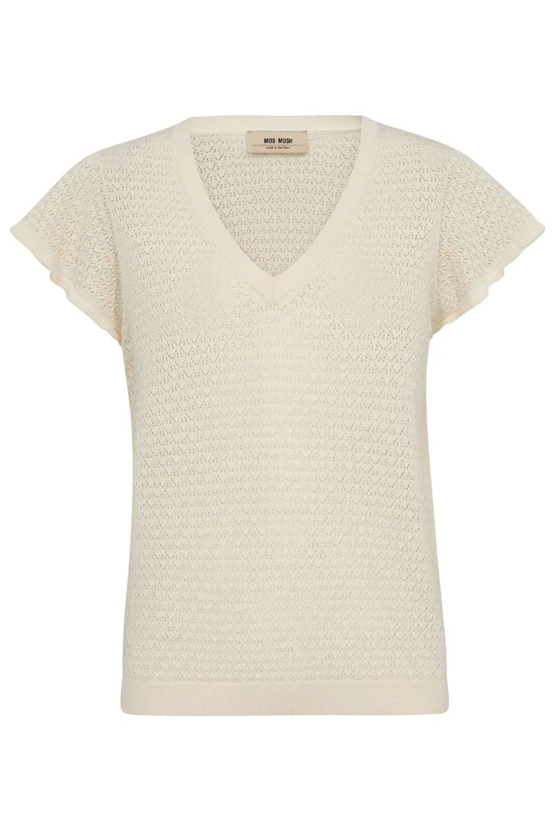 Ganna Pattern V-neck Knit  | Ecru | Strik fra Mos Mosh - Image 3