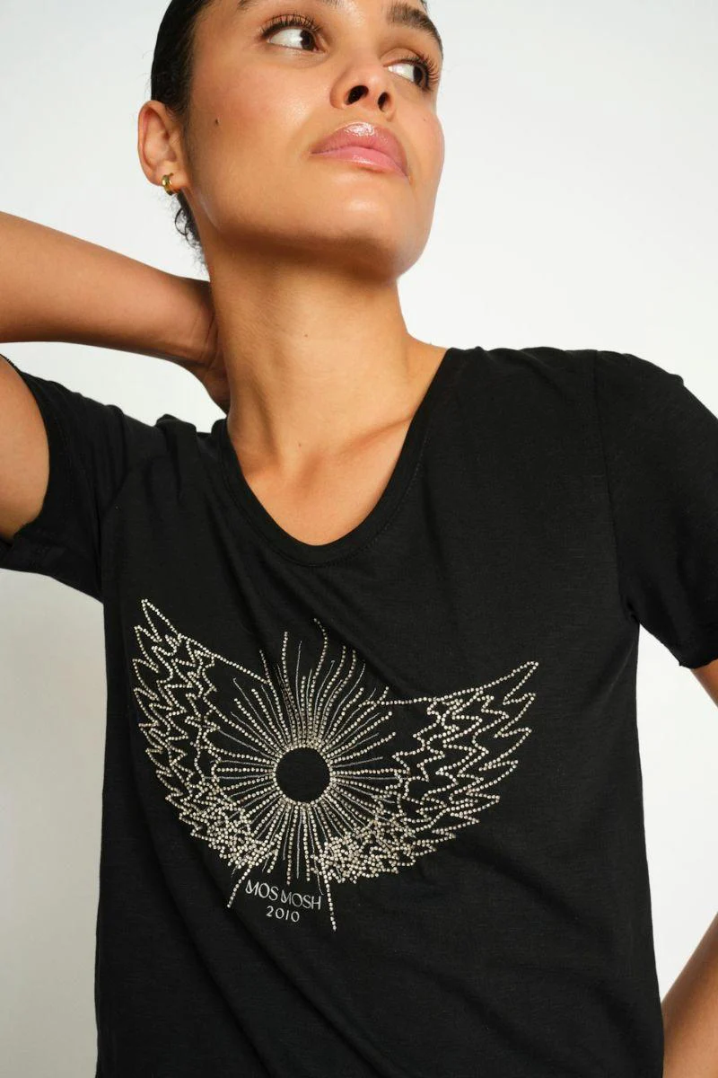 Gethi O-SS Glam Tee | Black | T-shirt fra Mos Mosh - Image 2