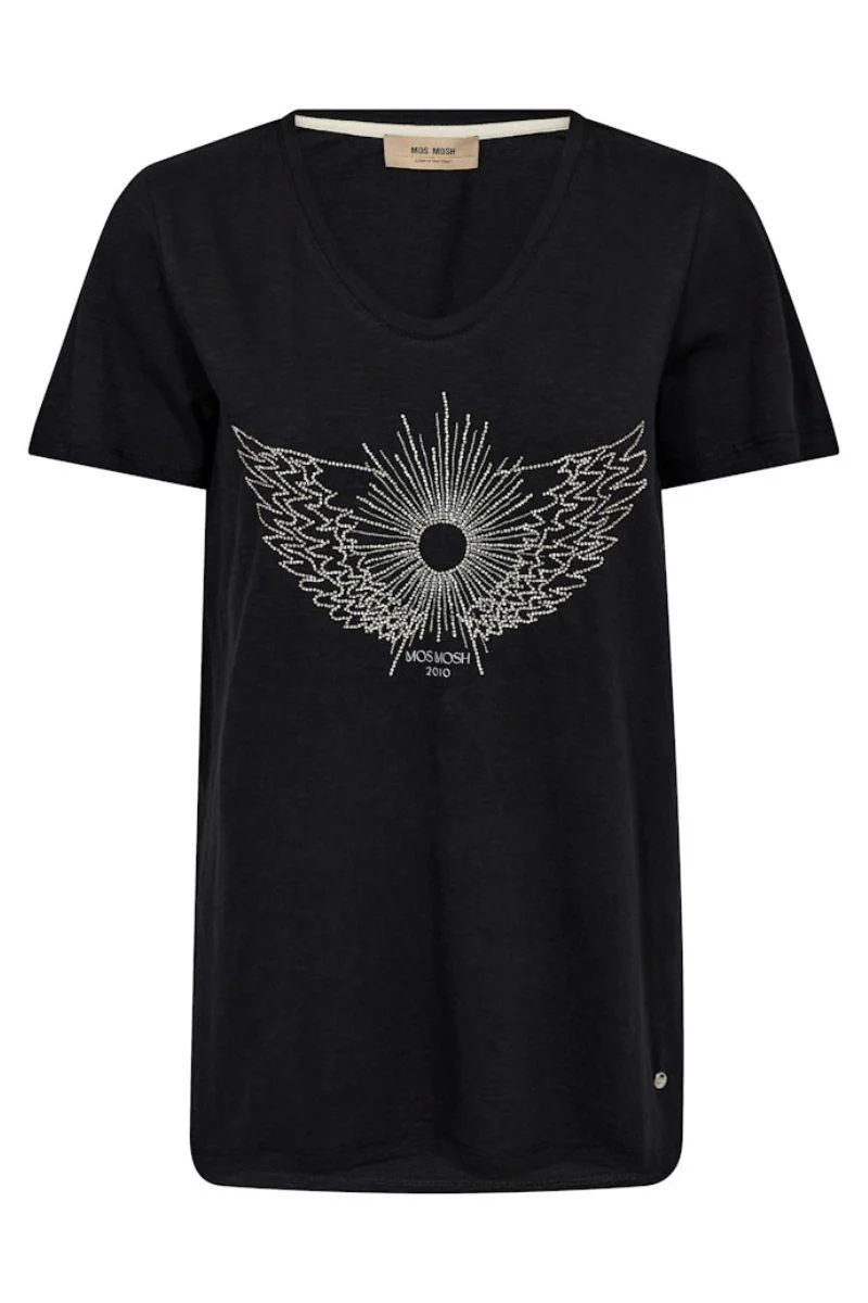 Gethi O-SS Glam Tee | Black | T-shirt fra Mos Mosh - Image 3