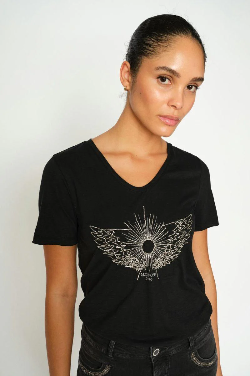 Gethi O-SS Glam Tee | Black | T-shirt fra Mos Mosh - Image 4