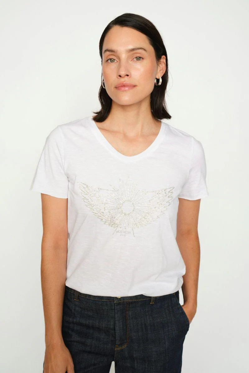 Gethi O-SS Glam Tee | White | T-shirt fra Mos Mosh - Image 8