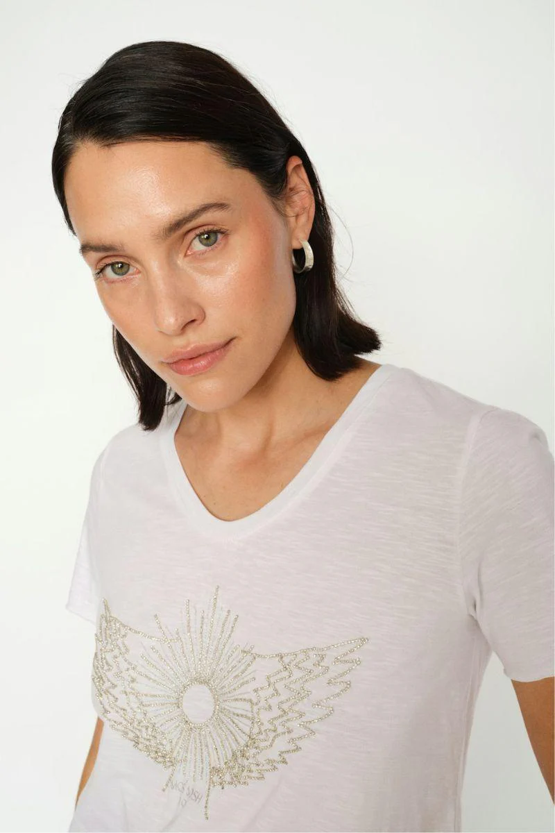 Gethi O-SS Glam Tee | White | T-shirt fra Mos Mosh - Image 9