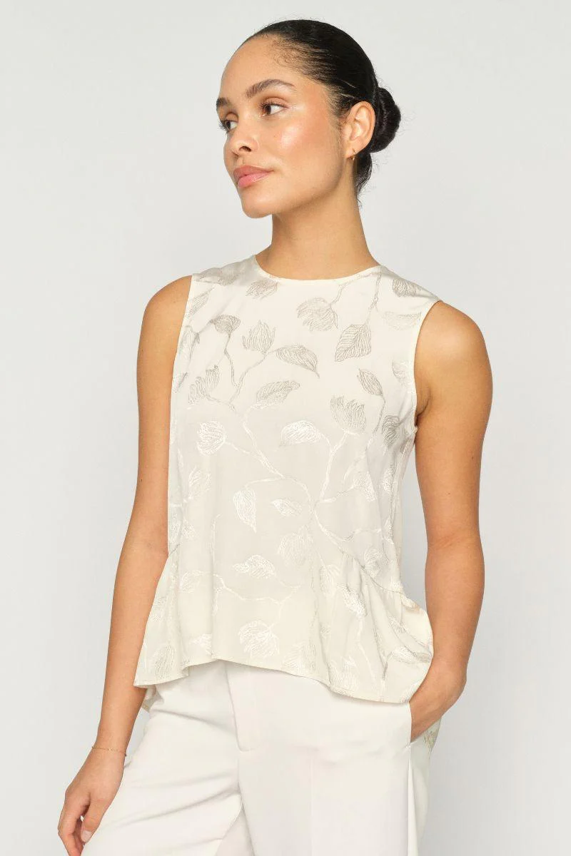 Ixo Leaf Jacq Top | Ecru | Bluse fra Mos Mosh