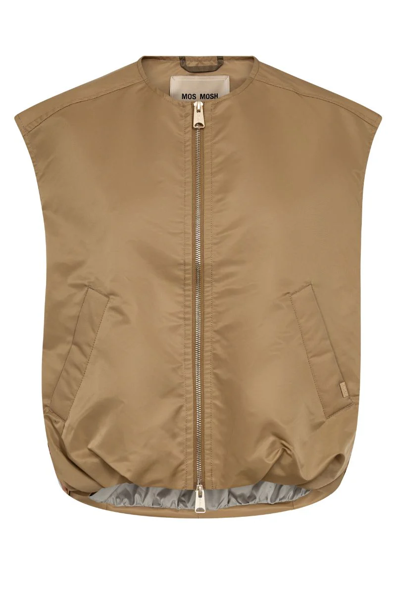 Kura Solid Waistcoat   | Sesame | Vest fra Mos Mosh - Image 3