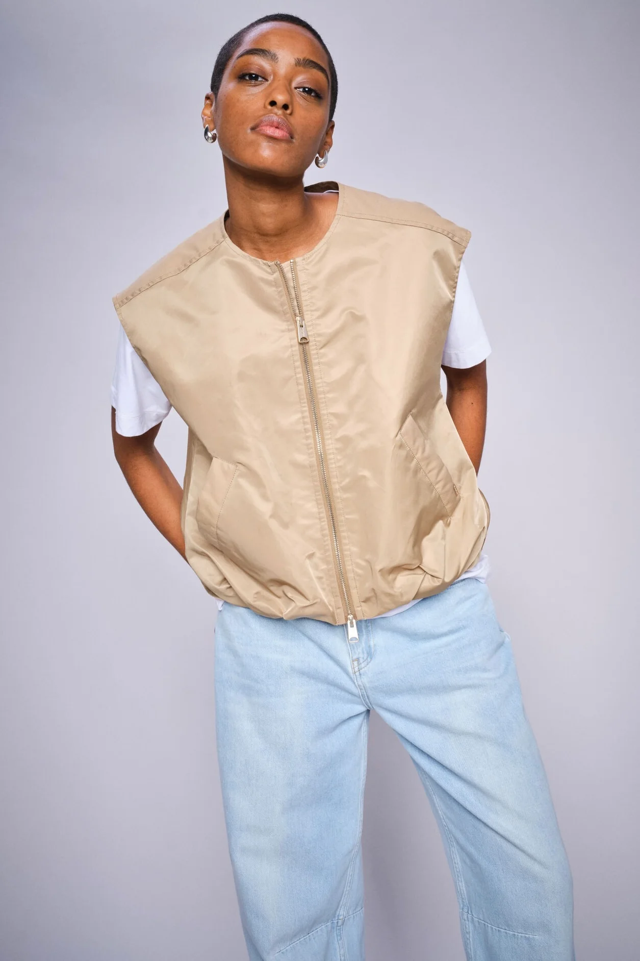 Kura Solid Waistcoat   | Sesame | Vest fra Mos Mosh - Image 7